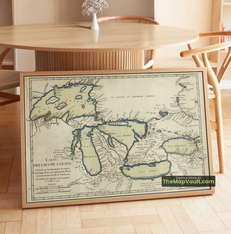Great Lakes Map 1744 Regional Print - Detroit, Chicago, Lake Superior - image 1