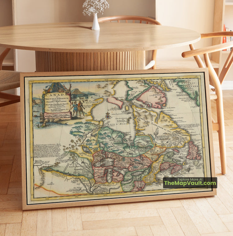 Canada & Great Lakes Map 1713 Regional Print - Montreal, Lake Superior, Mississippi River - image 1