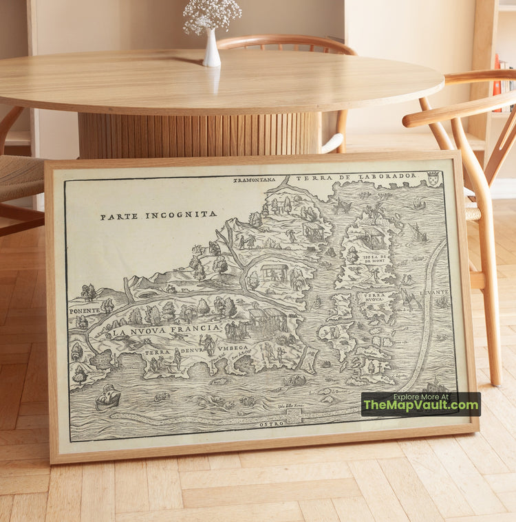 New England & Eastern Canada Map 1565 Regional Print - Newfoundland, Norumbega, Maine - image 1