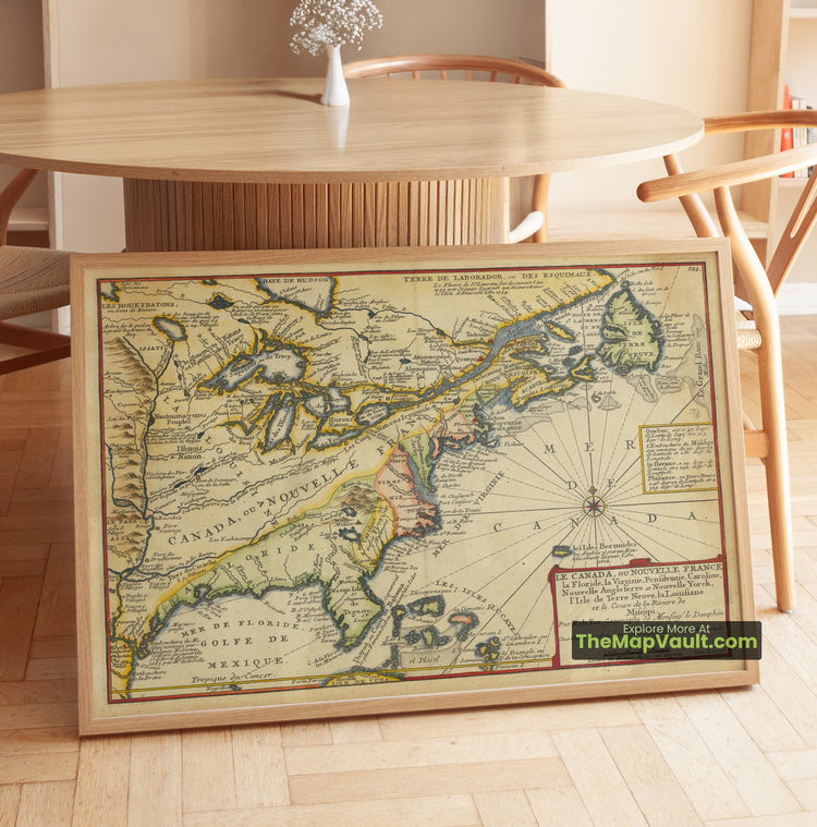 Eastern North America Map 1705 Regional Print - New York, Louisiana, Newfoundland - image 1