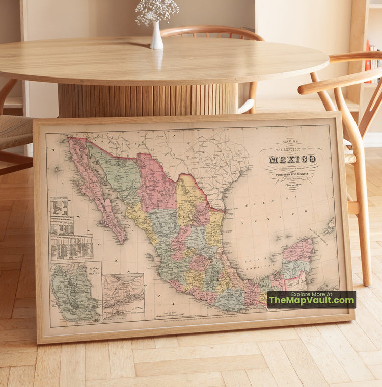 Mexico Map 1859 Regional Print - Mexico City, Tehuantepec, Valley of Mexico - image 1