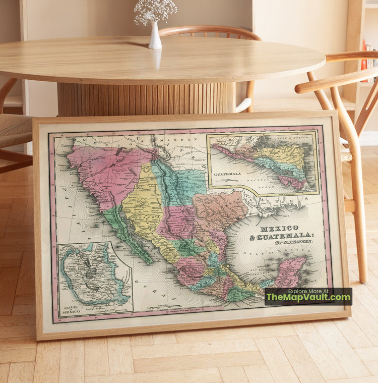 Mexico & Guatemala Map 1834 Regional Print - Mexico City, Guatemala City, Yucatan - image 1