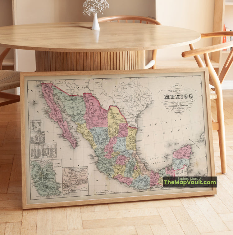 Mexico Map 1864 Regional Print - Mexico City, Guadalajara, Monterrey - image 1