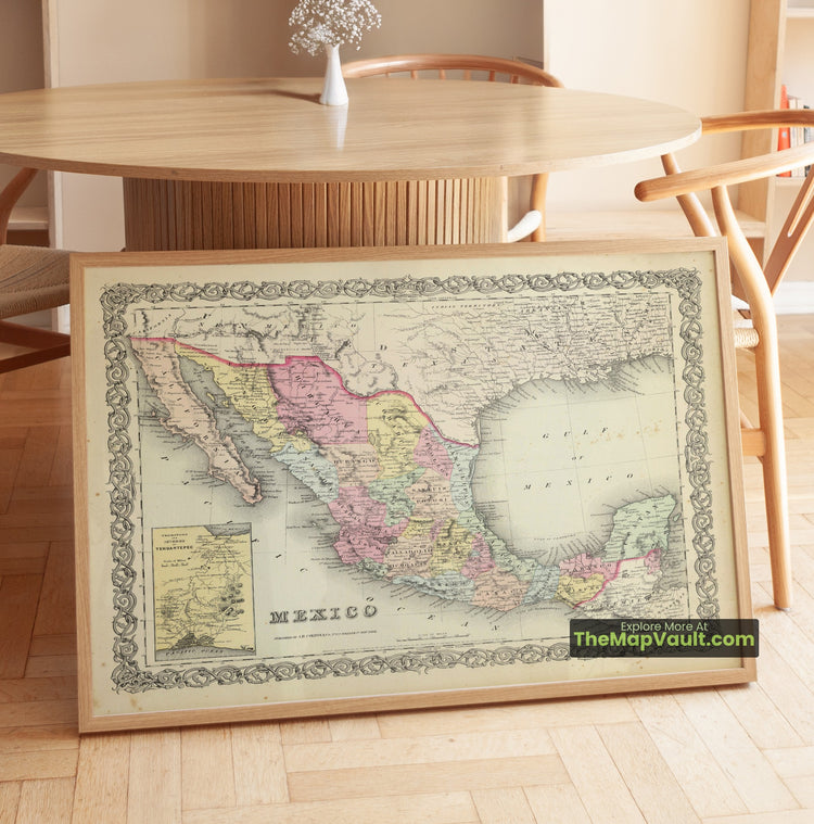 Mexico Map 1856 Regional Print - Mexico City, Tehuantepec, Chihuahua - image 1