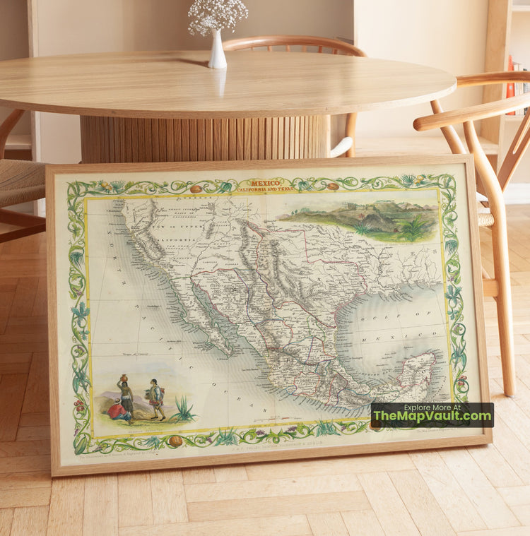 Mexico, California & Texas Map 1849 Regional Print - Mexico City, Monterey, San Antonio - image 1