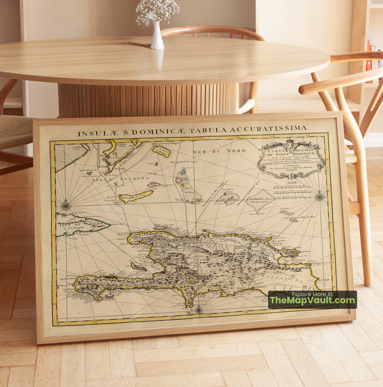 Haiti & Dominican Republic Map 1742 Regional Print - Cap-Francais, Santo Domingo, Leogane - image 1
