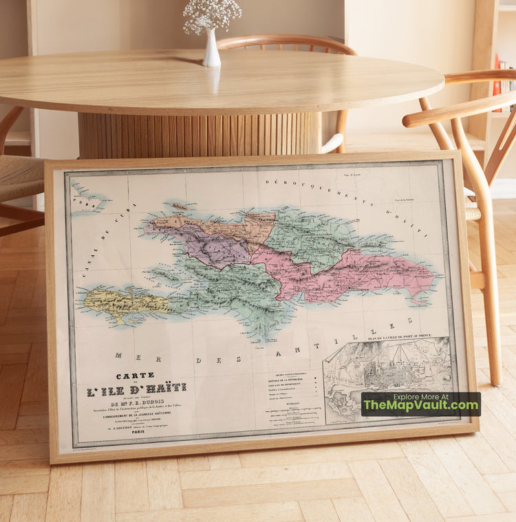 Haiti & Dominican Republic Map 1876 Regional Print - Port-au-Prince, Santo Domingo, Jacmel - image 1