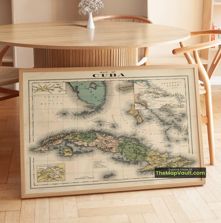 Cuba & Puerto Rico Map 1898 Regional Print - Havana, Santiago de Cuba, San Juan - image 1
