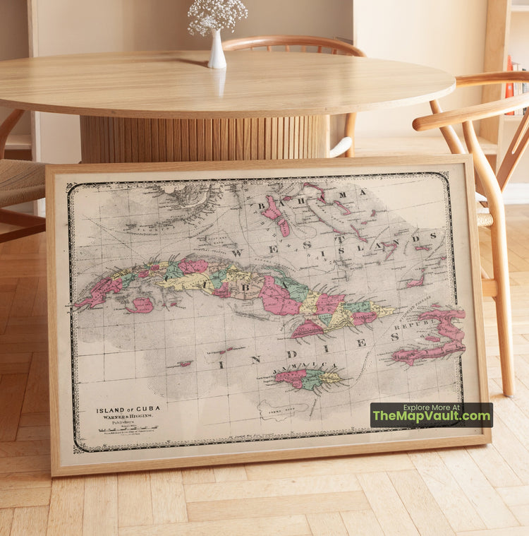 Cuba & Jamaica Map 1871 Regional Print - Havana, Santiago de Cuba, Kingston - image 1