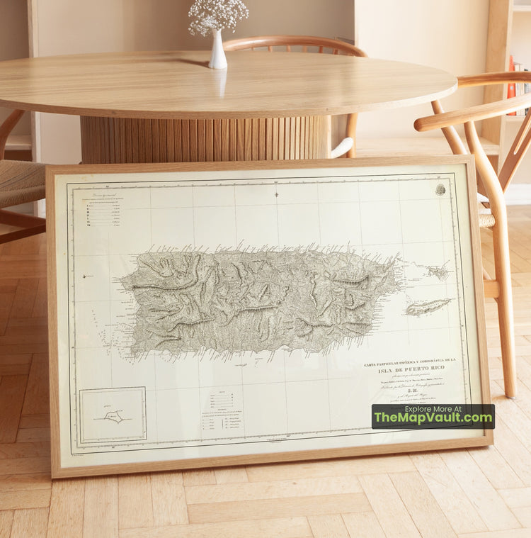 Puerto Rico Map 1842 Survey Print - San Juan, Ponce, Mayaguez - image 1