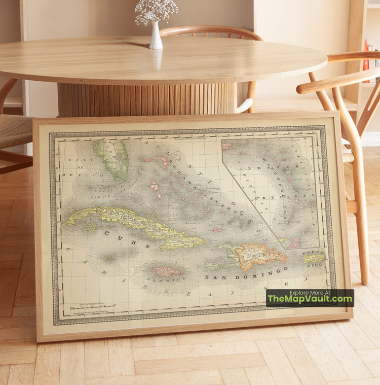 West Indies Map 1882 Regional Print - Havana, San Juan, Nassau - image 1