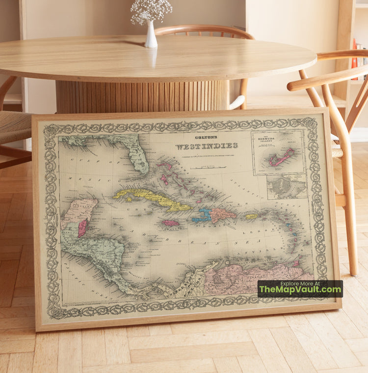 West Indies & Bermuda Map 1871 Regional Print - Havana, Hamilton, Nassau - image 1