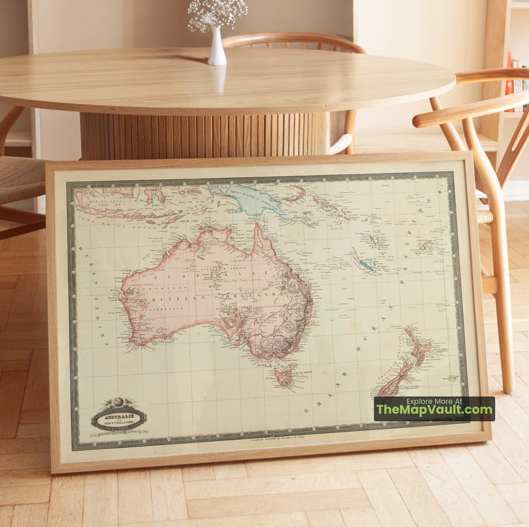 Australia & New Zealand Map 1860 Regional Print - Sydney, Melbourne, Auckland, Christchurch - image 1