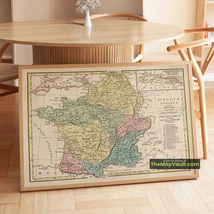 France Map 1815 Ancient Gaul Classical Atlas Print - Paris, Lyon, Marseille, Bordeaux, Brussels - image 1