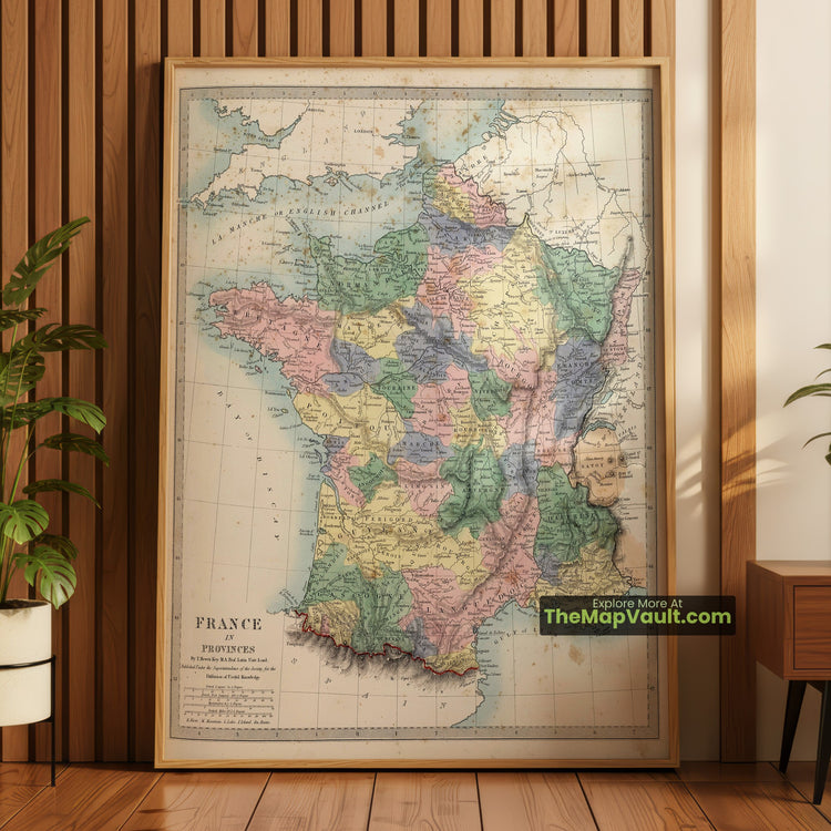 France Map 1865 Provinces Atlas Print - Paris, Lyon, Marseille, Nantes, Strasbourg - image 1