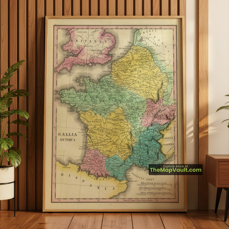 France Map 1826 Ancient Gaul Classical Atlas Print - Paris, Lyon, Marseille, Bordeaux, Geneva - image 1
