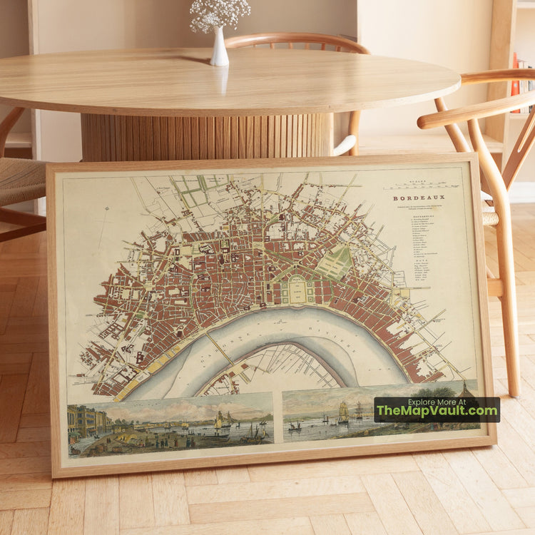 Bordeaux Map 1870 City Plan Print - Chartrons, Garonne, Place de la Bourse - image 1