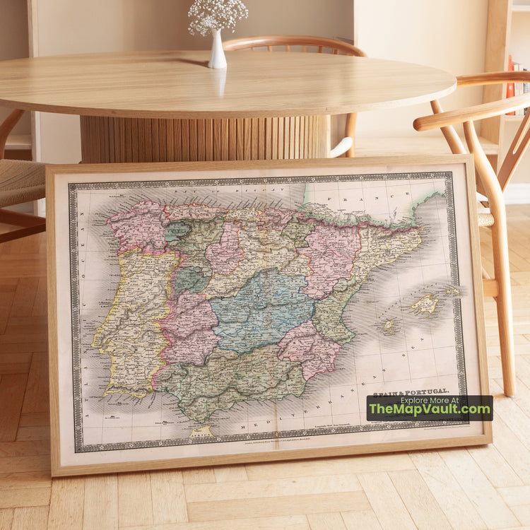 Spain & Portugal Map 1831 Atlas Print - Madrid, Lisbon, Barcelona, Seville, Porto - image 1