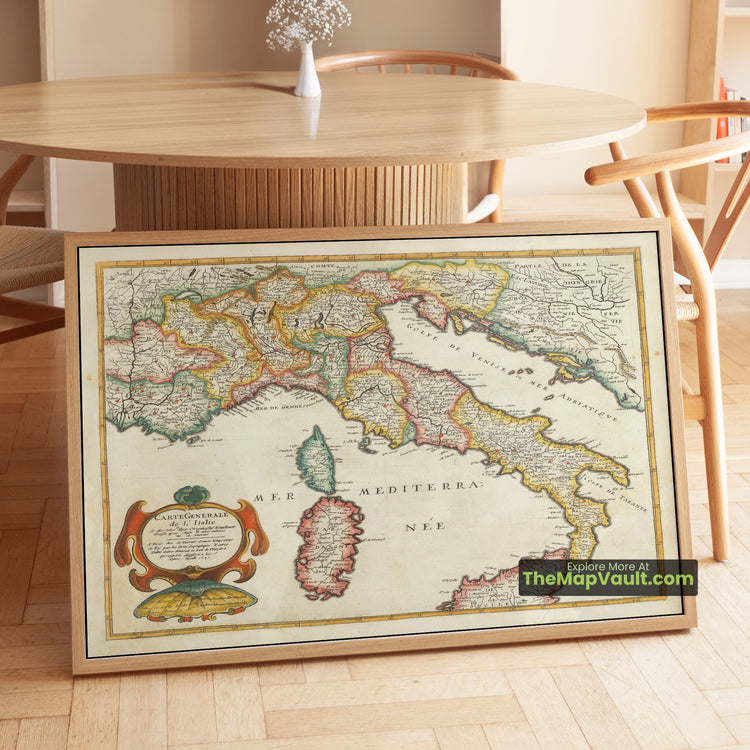 Italy Map 1640 Decorative Cartouche Print - Rome, Naples, Florence, Genoa, Venice - image 1