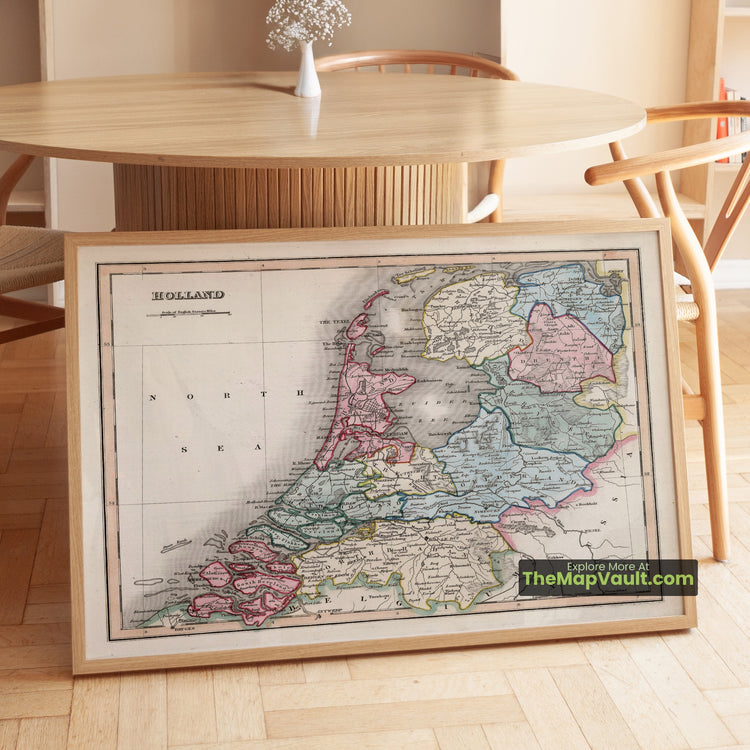 Holland Map 1832 Dower Descriptive Atlas Print - Amsterdam, Rotterdam, Utrecht, The Hague - image 1