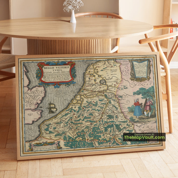 Ancient Low Countries Map 1617 Belgii Veteris Typus Ortelius Print - Antwerp, Utrecht, Amsterdam, Brussels - image 1