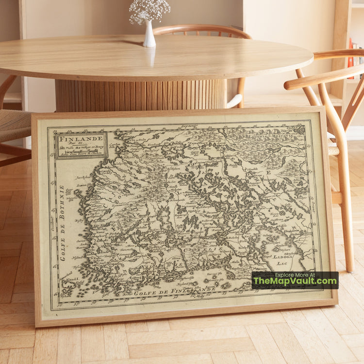 Finland Map 1711 Great Northern War Lugtenburg Print - Gulf of Bothnia, Aland Islands, Lake Ladoga, Lake Saimaa - image 1