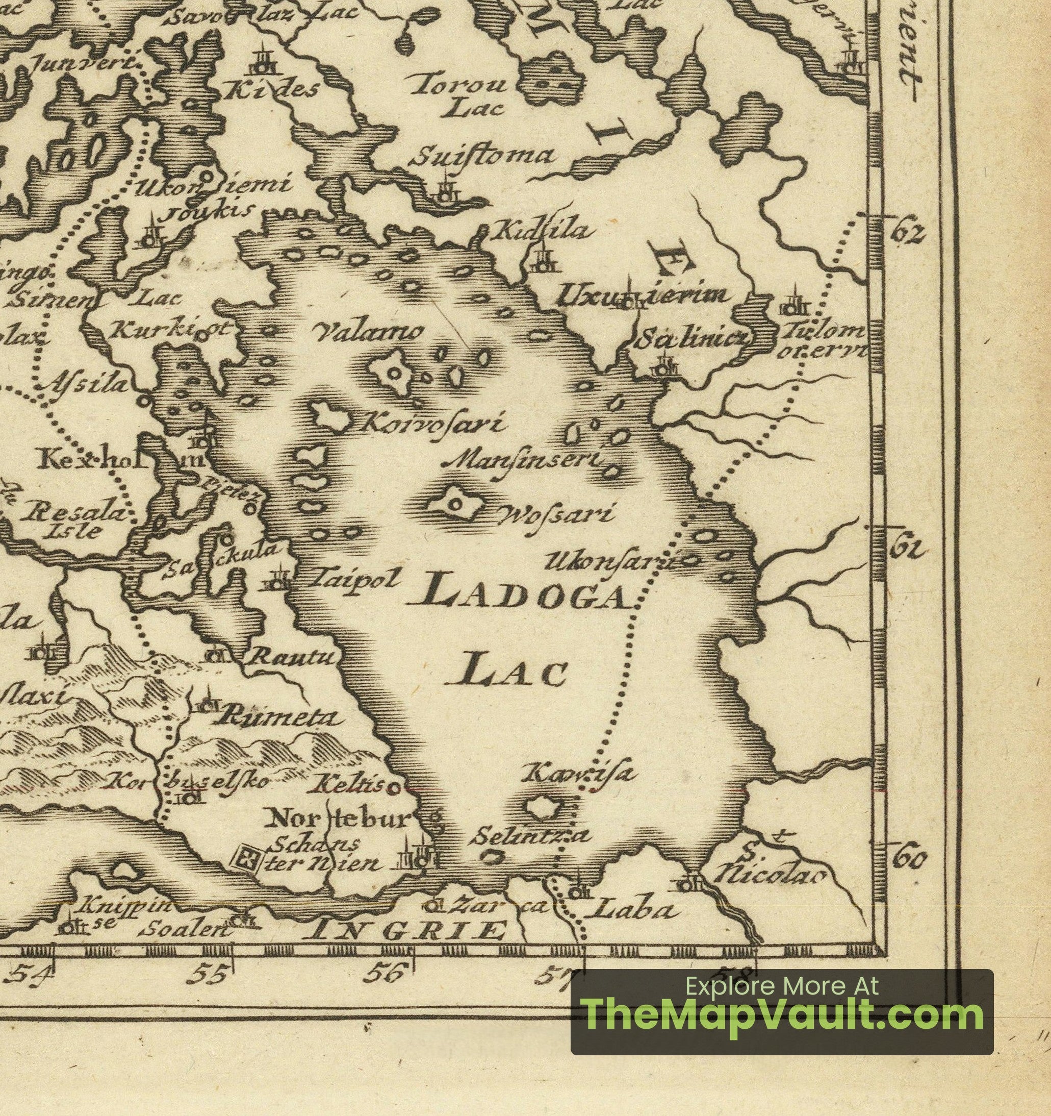 1711年 フィンランド古地図 大北方戦争 ラグテンブルク版画 – TheMapVault
