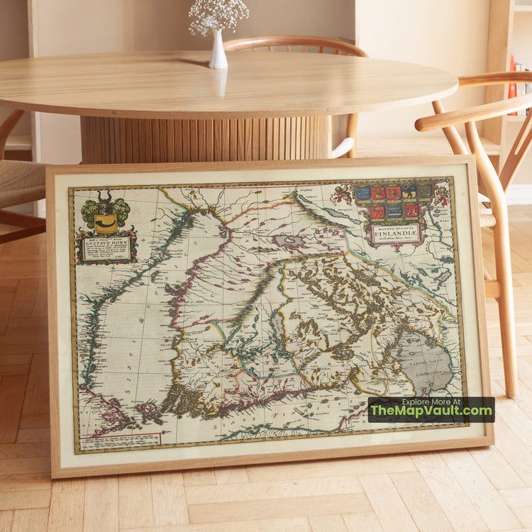 Finland Map 1664 Blaeu Magnus Ducatus Finlandiae Print - Gulf of Bothnia, Aland Islands, Lake Ladoga, Stockholm - image 1