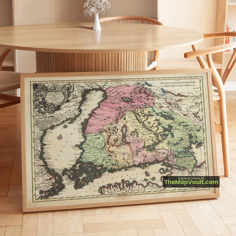 Finland Map 1742 Seutter Grand Duchy of Finland Print - Gulf of Bothnia, Aland Islands, Lake Ladoga, St. Petersburg - image 1