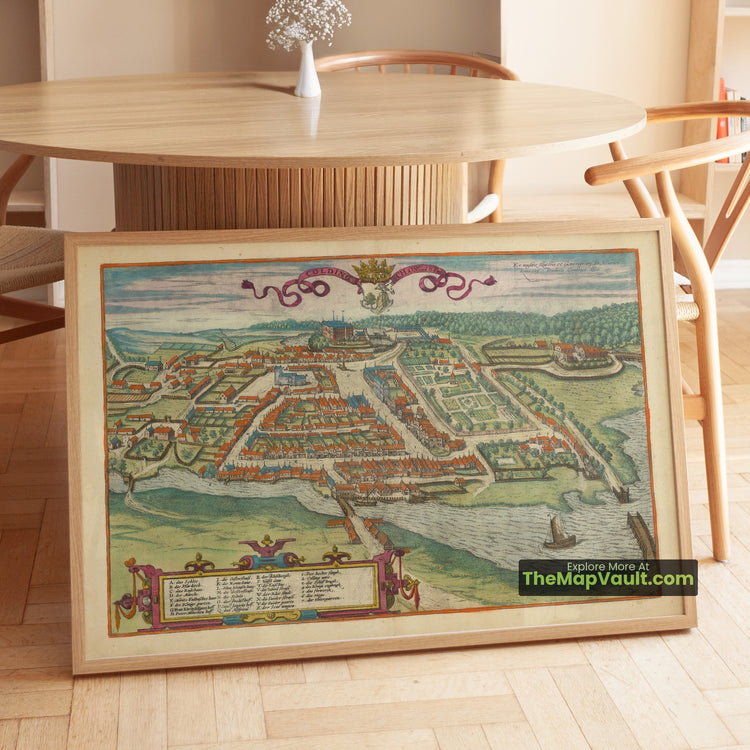 Kolding Map 1598 Braun & Hogenberg Bird's-Eye View Print - Kolding, Koldinghus, Jutland, Denmark - image 1