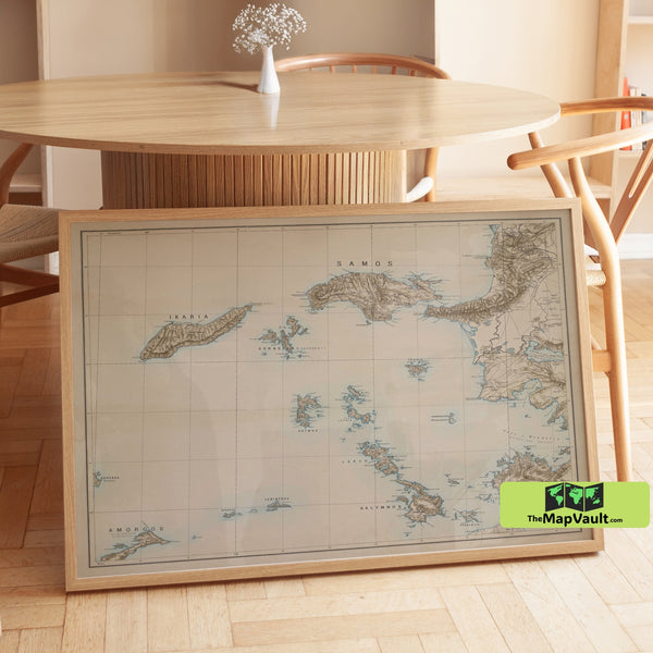 Samos Island and Ikaria Map - Historical Coastal Navigation Chart of the Aegean Sea (1860)