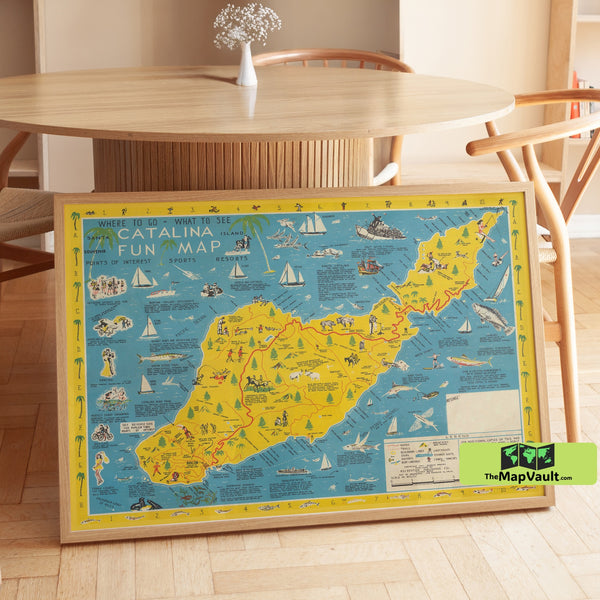 Santa Catalina Island Fun Map | Vintage California Travel Print