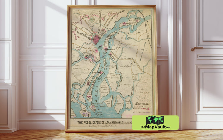 Savannah River 1864 Print - Civil War Era Nautical Artwork for History Enthusiasts