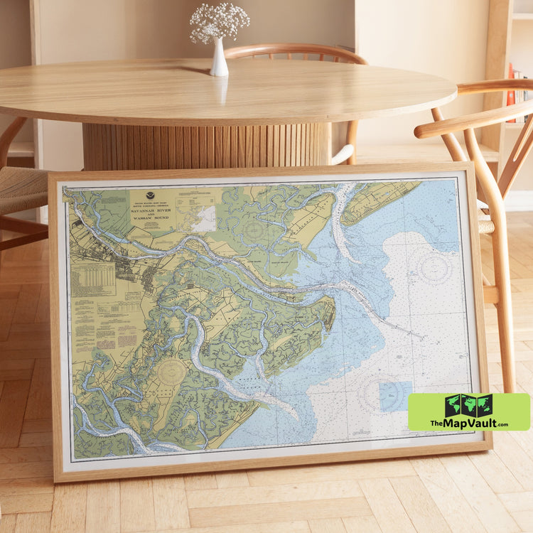 Savannah River & Wassaw Sound Map 1997 - Nautical Chart Print Historical Navigation Chart of Coastal Georgia