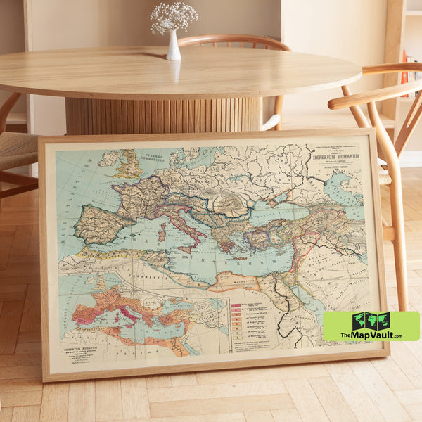 School Map of the Roman Empire – Historical Roman Empire Geography Map at Its Height of Power – Ancient Rome History Gift
