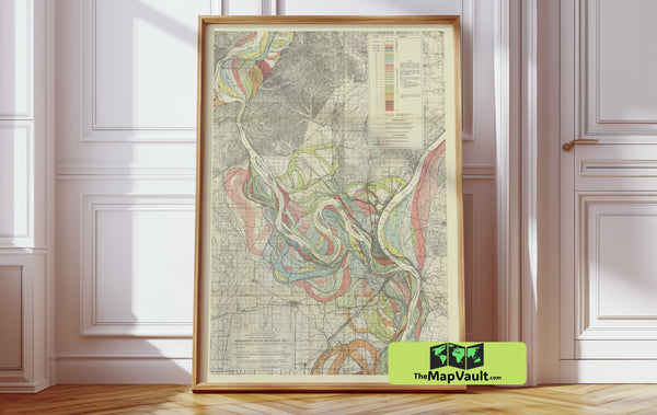 Mississippi River sheet 1 Meander Belt Vintage Print – Trace the River’s Shifting Boundaries