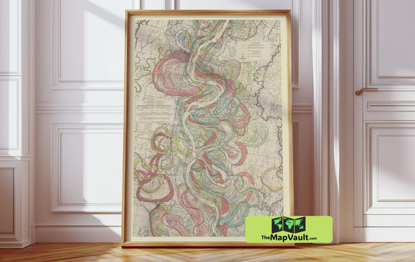 Mississippi River sheet 10 Meander Belt Vintage Print – Trace the River’s Shifting Boundaries