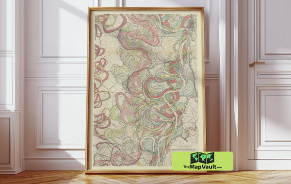 Mississippi River sheet 11 Meander Belt Vintage Print – Trace the River’s Shifting Boundaries