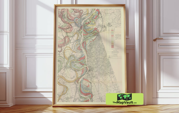 Mississippi River sheet 12 Meander Belt Vintage Print - Trace the River’s Shifting Boundaries