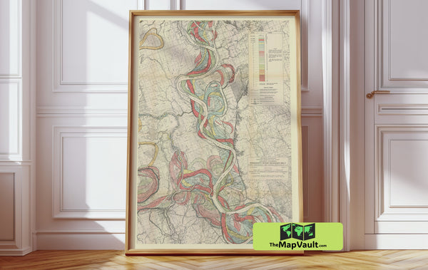 Mississippi River sheet 13 Meander Belt Vintage Print – Trace the River’s Shifting Boundaries