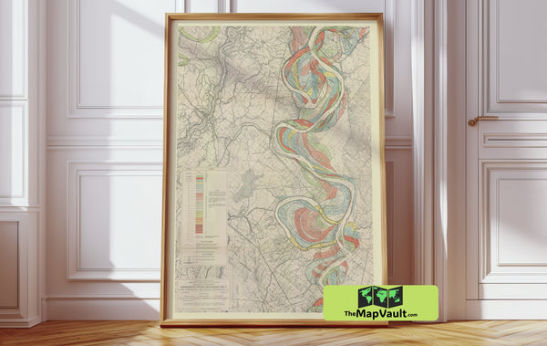 Mississippi River sheet 14 Meander Belt Vintage Print – Trace the River’s Shifting Boundaries