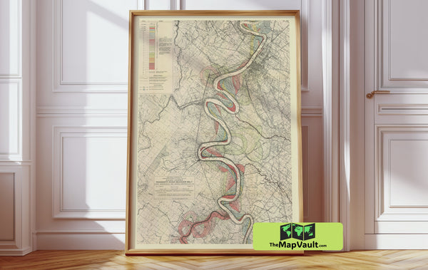 Mississippi River sheet 15 Meander Belt Vintage Print – Trace the River’s Shifting Boundaries