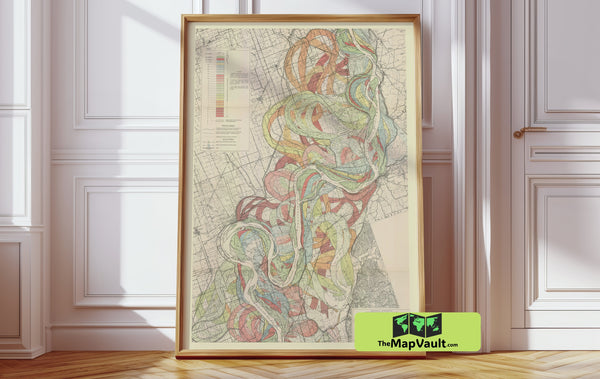 Mississippi River sheet 2 Meander Belt Vintage Print – Trace the River’s Shifting Boundaries