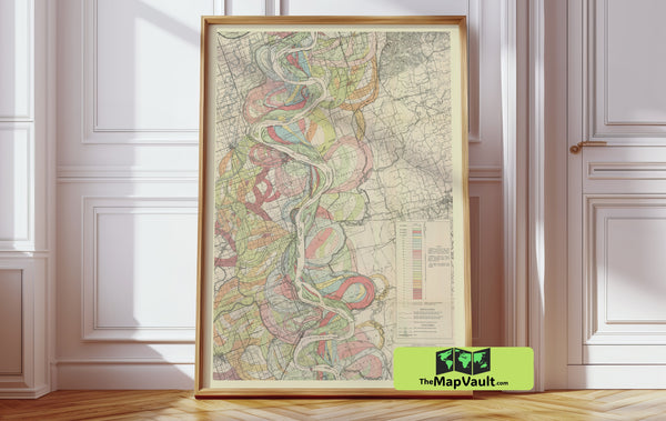Mississippi River sheet 3 Meander Belt Vintage Print – Trace the River’s Shifting Boundaries