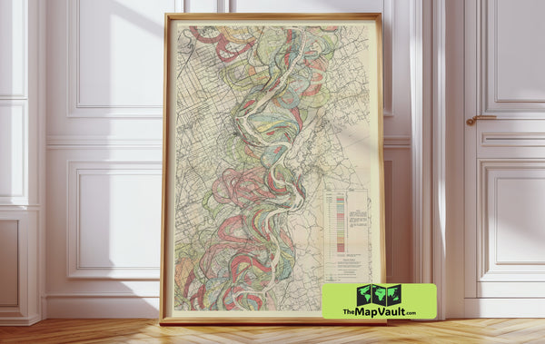 Mississippi River sheet 4 Meander Belt Vintage Print – Trace the River’s Shifting Boundaries