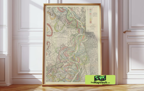 Mississippi River sheet 5 Meander Belt Vintage Print – Trace the River’s Shifting Boundaries