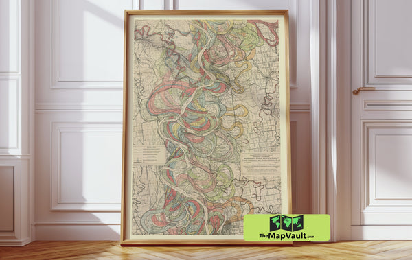 Mississippi River sheet 8 Meander Belt Vintage Print – Trace the River’s Shifting Boundaries