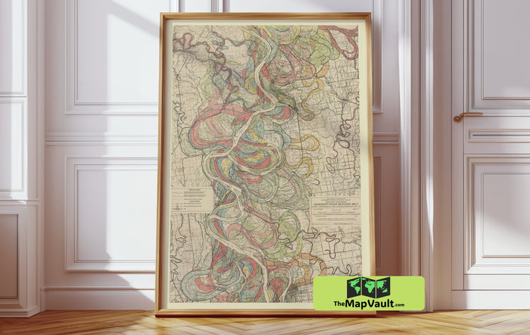 Mississippi River sheet 8 Meander Belt Vintage Print - Trace the River’s Shifting Boundaries