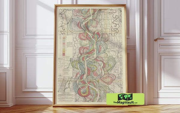 Mississippi River sheet 9 Meander Belt Vintage Print – Trace the River’s Shifting Boundaries