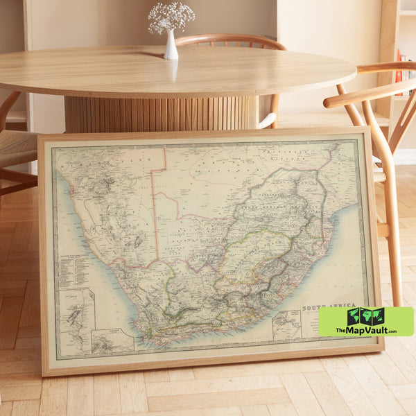 South Africa Map Wall Print – Vintage 19th-Century African Cartography Poster